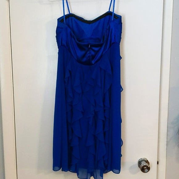 Cache royal blue strapless dress with ruffles, size 10. Like New - Picture 4 of 5
